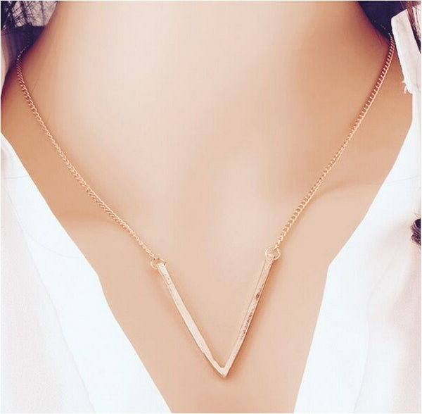 Steampunk Letter V Triangle Necklace